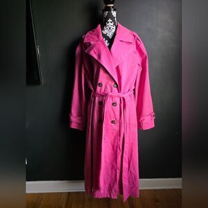 Lane Bryant Full Length Pink Belted Trench Coat Cotton Blend Sz 28